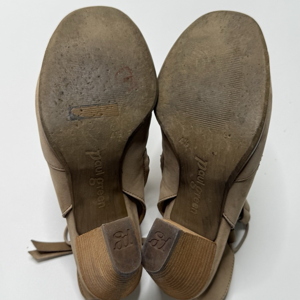 Paul Green Mindy Heels Sisal Nubuk Womens 7 Tan Suede Mule Shoes Sandals - Picture 12 of 14